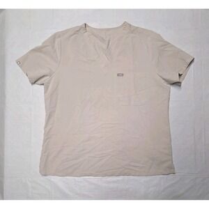 Figs Catarina One-Pocket Scrub Top Beige Women's Size XXL